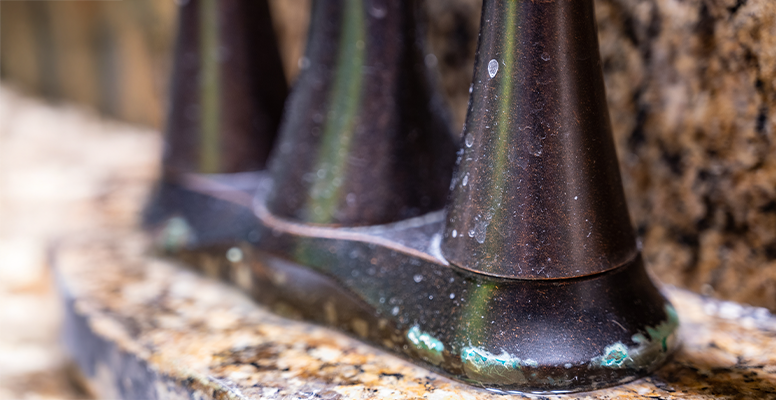 Hard Water Staining on a Sink